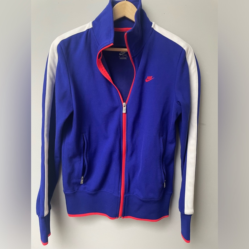 NIKE Track jacket purple, hot melon/ pink and white Sz M